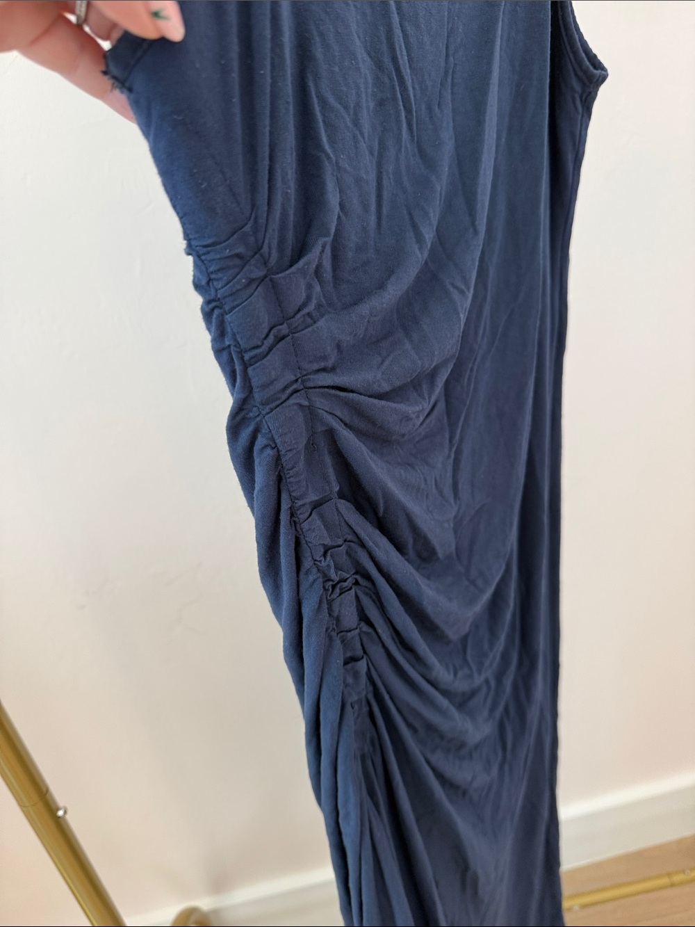 A.L.C. Navy Ruched Maxi Slip Dress - Picture 2 of 3